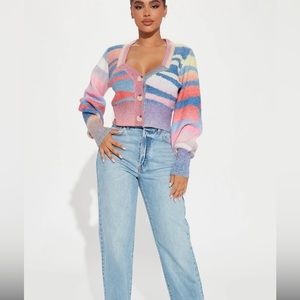 Fashion Nova lunar abstract, striped cardigan